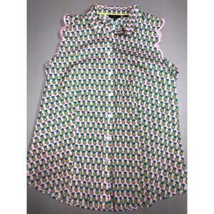 NWOT Talbots Pineapple Sleeveless Button Down Blouse 2 Petite